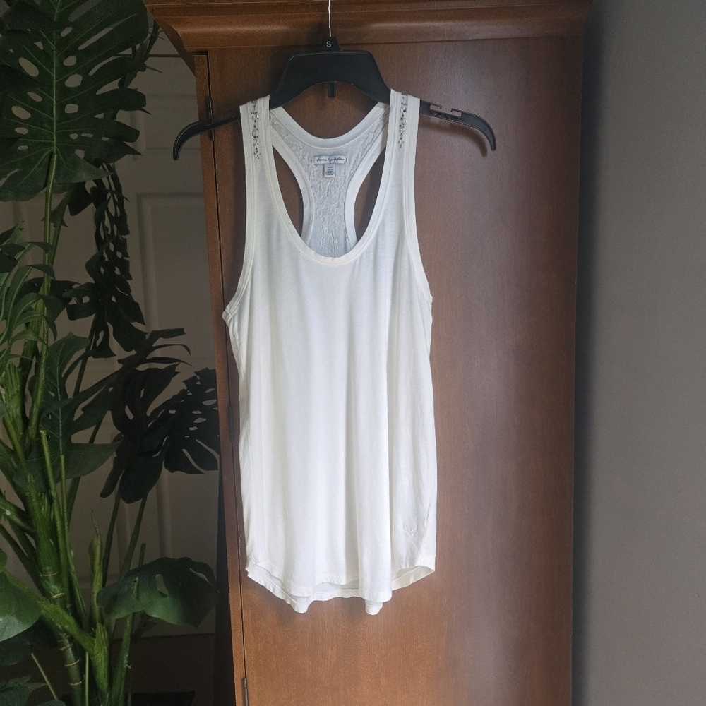 American Eagle Outfitters White Racerback Tank Top